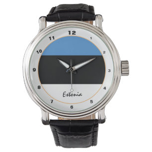 Estse vlag & Estland trendy mode /design Horloge