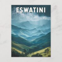 Eswatini Illustration Travel Art Vintage