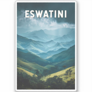 Eswatini Illustration Travel Art Vintage Sticker