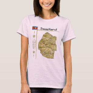 Eswatini Kaart + Vlag + Titel T-Shirt