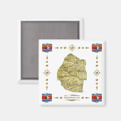 Eswatini Map + Flags Magnet Magneet (Voorkant / Achterkant)