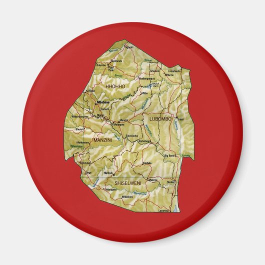 Eswatini Map Magnet Magneet (Voorkant)