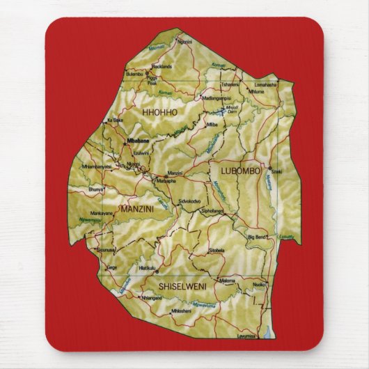 Eswatini Map Mousepad Muismat (Voorkant)