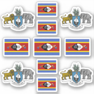 Eswatini - nationale symbolen/wapenschild en vlag sticker