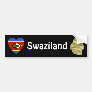 Eswatini Vlag Hart + Landkaart Bumpersticker