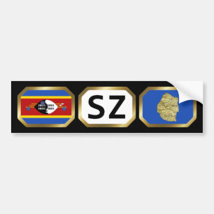 Eswatini Vlag Landkaart Code Bumpersticker