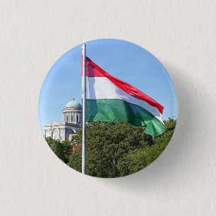 Esztergom Basiliek en Hongaarse vlag Ronde Button 3,2 Cm