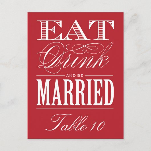 ET ÊTRE MARIÉ | Numéro de table (Devant)