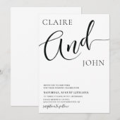 Et Faire-part de mariage de script (Devant / Derrière)