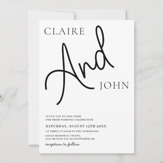 Et Faire-part de mariage de script (Devant)
