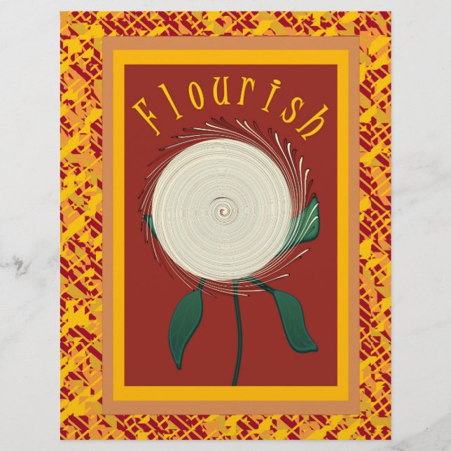 ET Flourish Flower Scrapbook Paper 2-Sided Page (Voorkant)