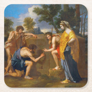 Et in Arcadia ego, Poussin, 1637-1638 Vierkante Kartonnen Onderzetter