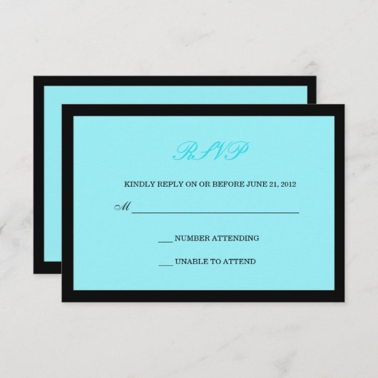 et Noir mariage RSVP (Devant / Derrière)