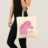 Et pourpre sac personnalisé par poney rose (Devant (produit))
