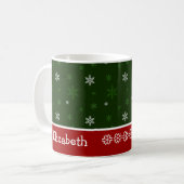 Et rouge tasse de Noël personnalisée par flocon de (Devant gauche)
