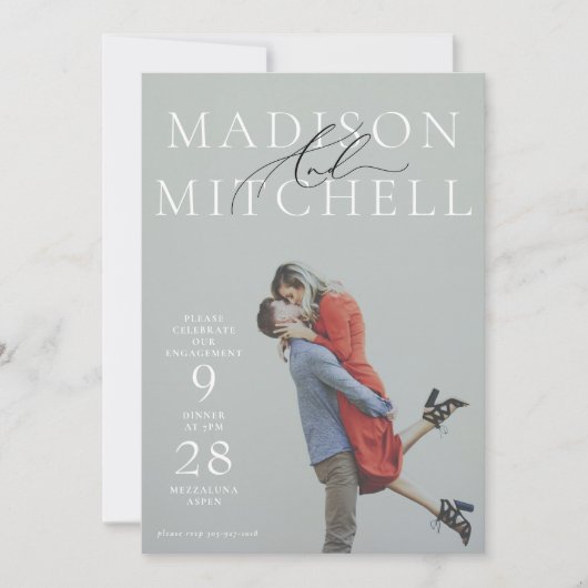 Et Script Photo Elegant Engagement Invitation de l (Devant)