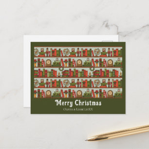 Étagère de livres dessinée à la main, carte de vœu