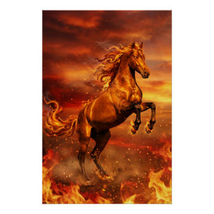 Étalon de Feu Doré – Affiche de Fantaisie Puissant