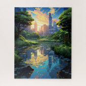 Étang dans un parc de la ville Puzzle (Vertical)