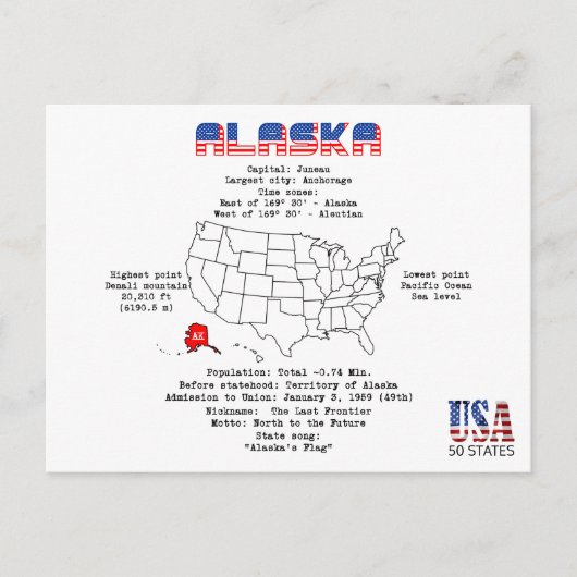 Etat américain de l'Alaska sur une carte et des in (Devant)