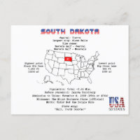 Etat américain du Dakota du Sud sur la carte et le