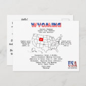 État américain du Wyoming sur une carte et des inf (Devant / Derrière)