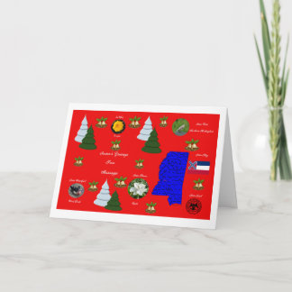 État de carte de voeux de Noël de Mississippi