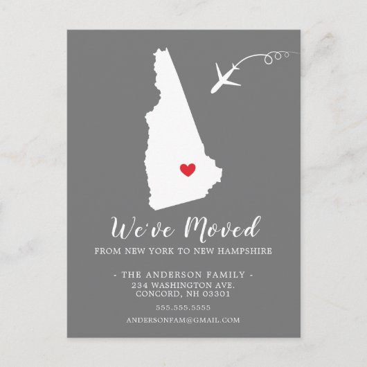 Etat de déménagement NOUVEAU HAMPSHIRE Carte posta (Devant)
