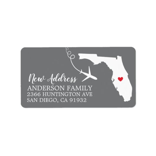 État de Floride | Nouvelle étiquette d'adresse de (Devant)