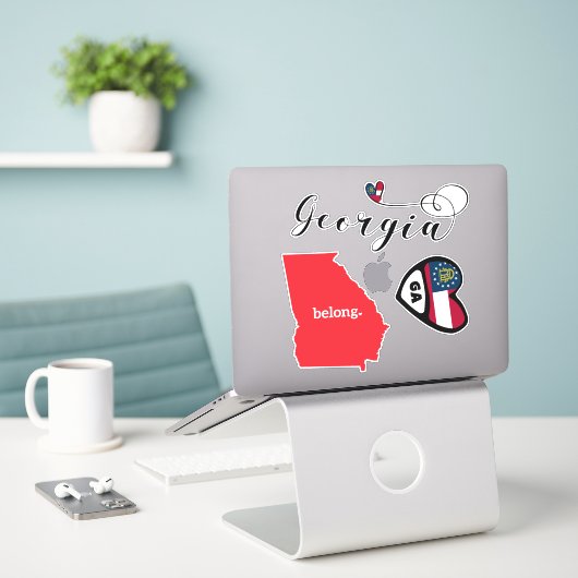Etat de Géorgie, Feuille de Stickers Découpe (Ordinateur portable sur le bureau)