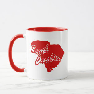 État De La Caroline Du Sud Forme Mug Rouge
