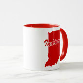 État De L'Indiana Forme Mug Rouge (Devant droit)