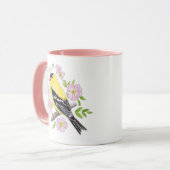 État de l'Iowa Mug - Oiseau d'État et fleurs (Devant gauche)