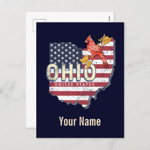 État de l'Ohio États-Unis Carte rétro Vintage USA