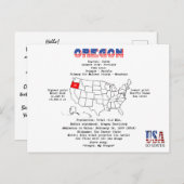 Etat de l'Oregon Américain sur une carte et des in (Devant / Derrière)