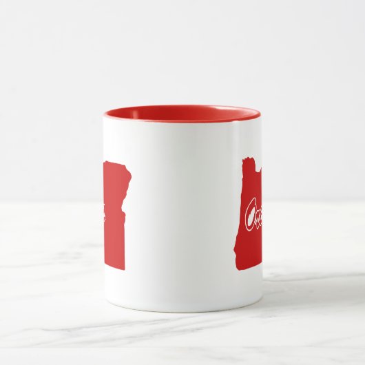 État De L'Oregon Forme Mug Rouge (Centre)