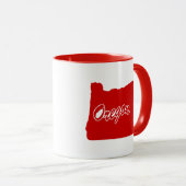 État De L'Oregon Forme Mug Rouge (Devant droit)