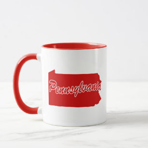 État De Pennsylvanie Forme De Mug Rouge