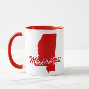 État du Mississippi Forme Mug Rouge