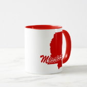 État du Mississippi Forme Mug Rouge (Devant droit)