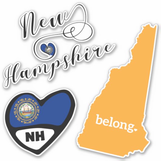 État du New Hampshire, Feuille de stickers découpé (Devant)