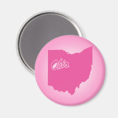 État rose Ohio Magnet (Recto/Verso)