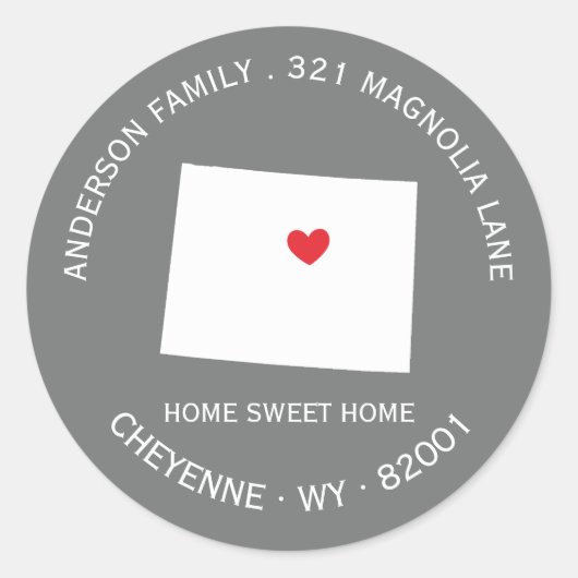 État WYOMING | Nouveau Sticker Étiquette de adress (Devant)