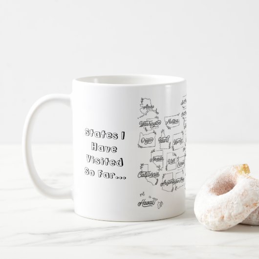 "États Que J'Ai Visités Jusqu'À Présent..." Mug US (Avec donut)