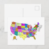 États-Unis Carte noms d'État et capitales (Devant / Derrière)