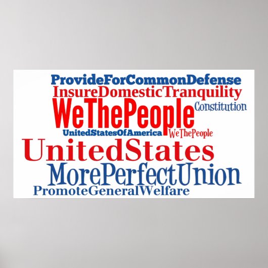 États-Unis d'Amérique Constitution Mots Poster (Devant)