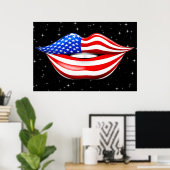 États-Unis Drapeau à lèvres sur affiche des lèvres (Bureau à domicile)