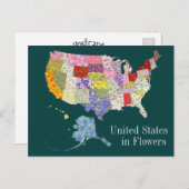 États-Unis en Fleurs - Alt Back Design Carte posta (Devant / Derrière)