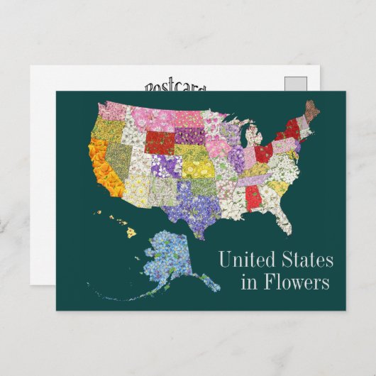 États-Unis en Fleurs - Alt Back Design Carte posta (Devant / Derrière)