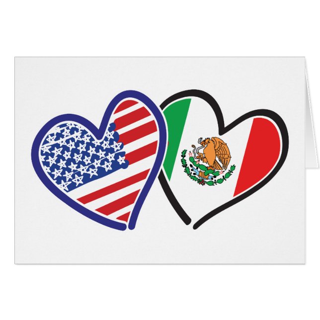 États-Unis Mexique Coeur Flags (Devant horizontal)